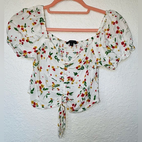Ambiance Floral Crop Top with cinched Front - Picture 1 of 11